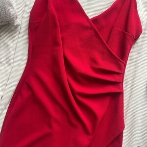 Le Chateau Vibrant Red Asymmetrical Dress